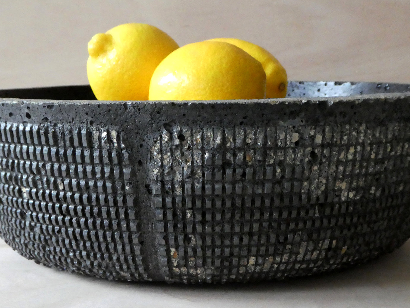 Handcrafted black concrete bowl