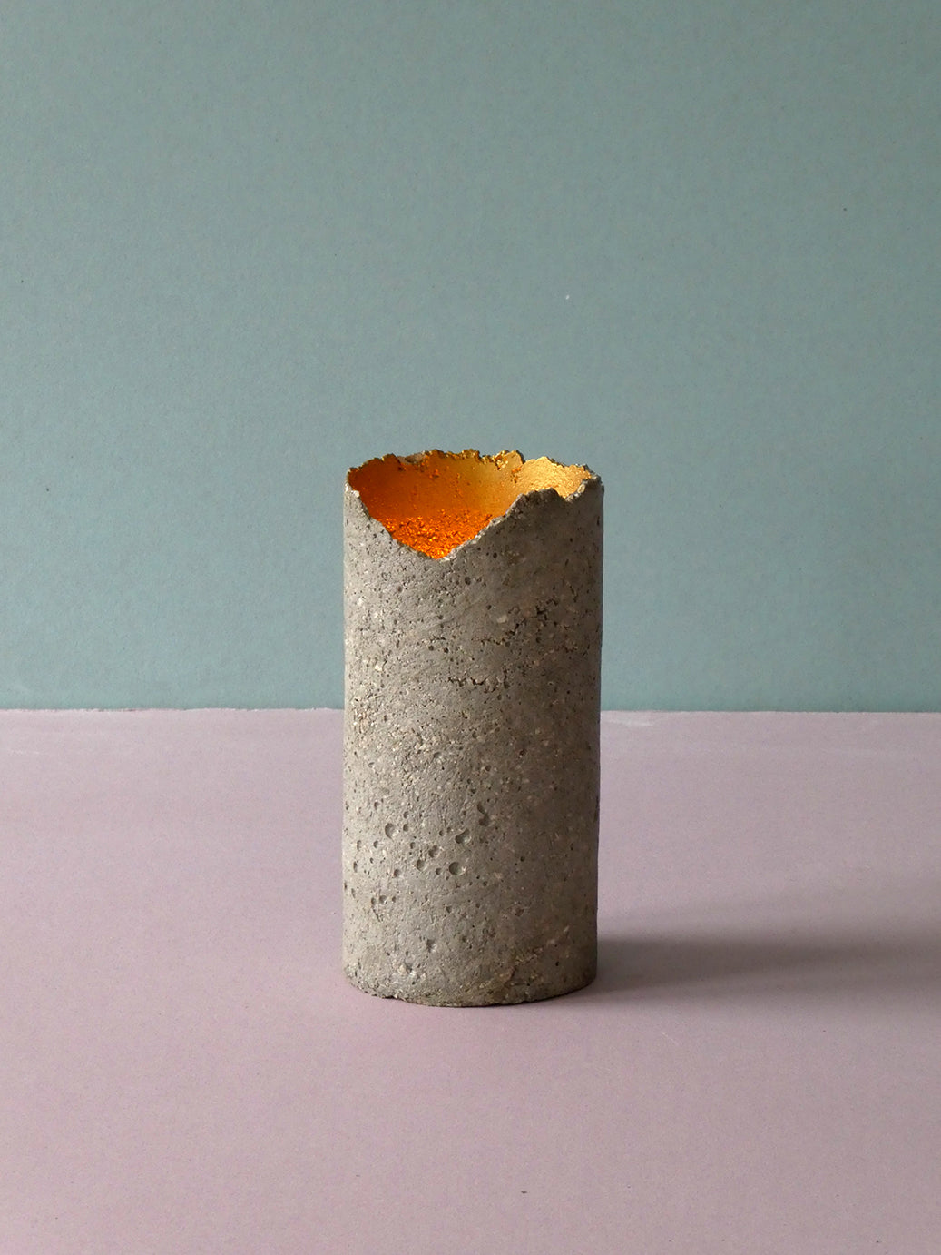Handmade concrete candleholders, natural cement
