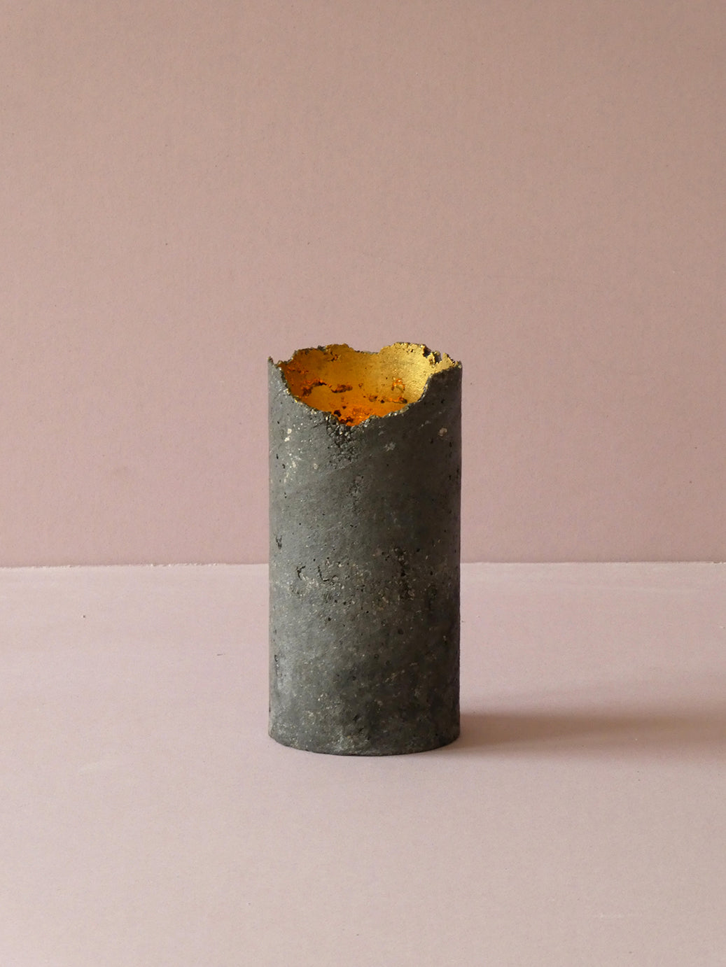 Handmade black concrete candleholder