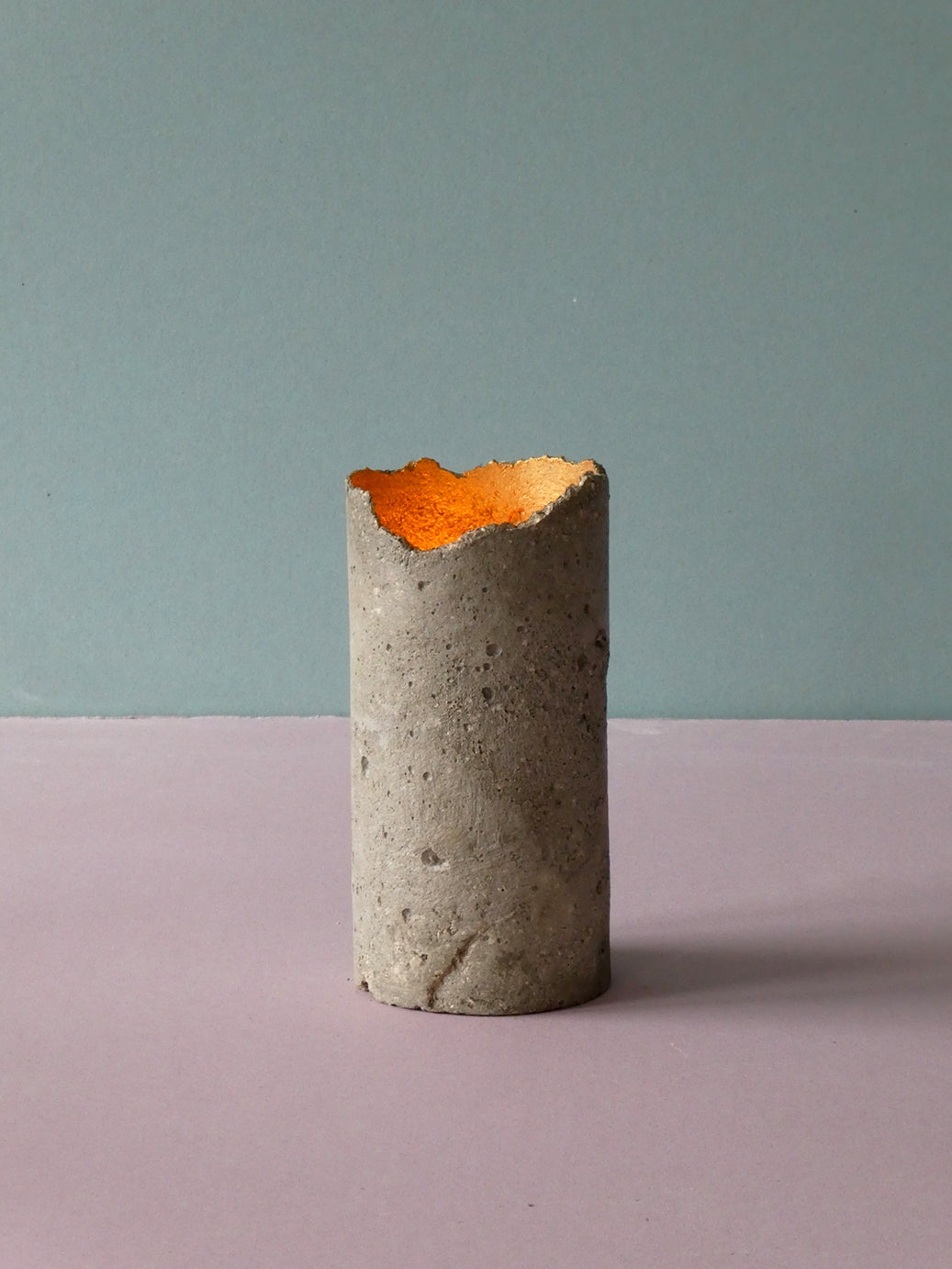 Handmade concrete candleholders, natural cement