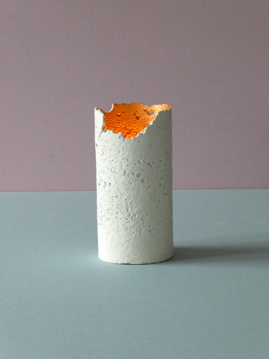 Handmade white concrete candle holder
