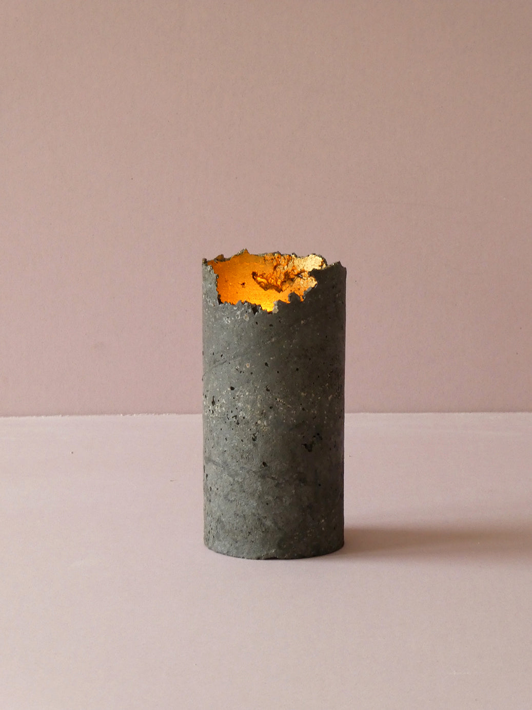 Handmade black concrete candleholder