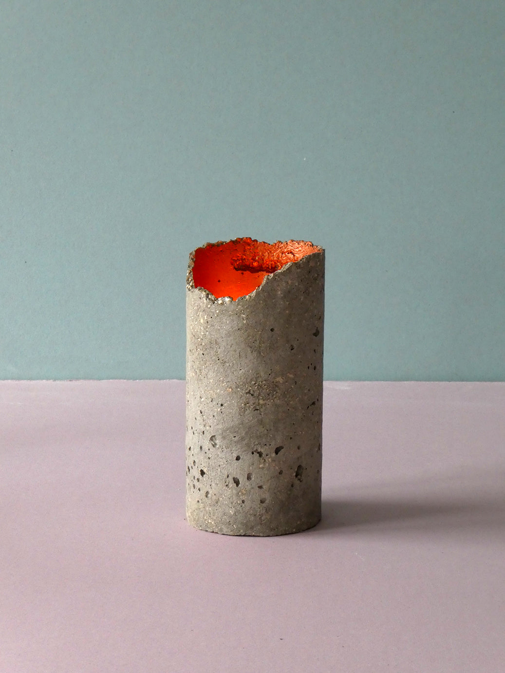Handmade concrete candleholders, natural cement