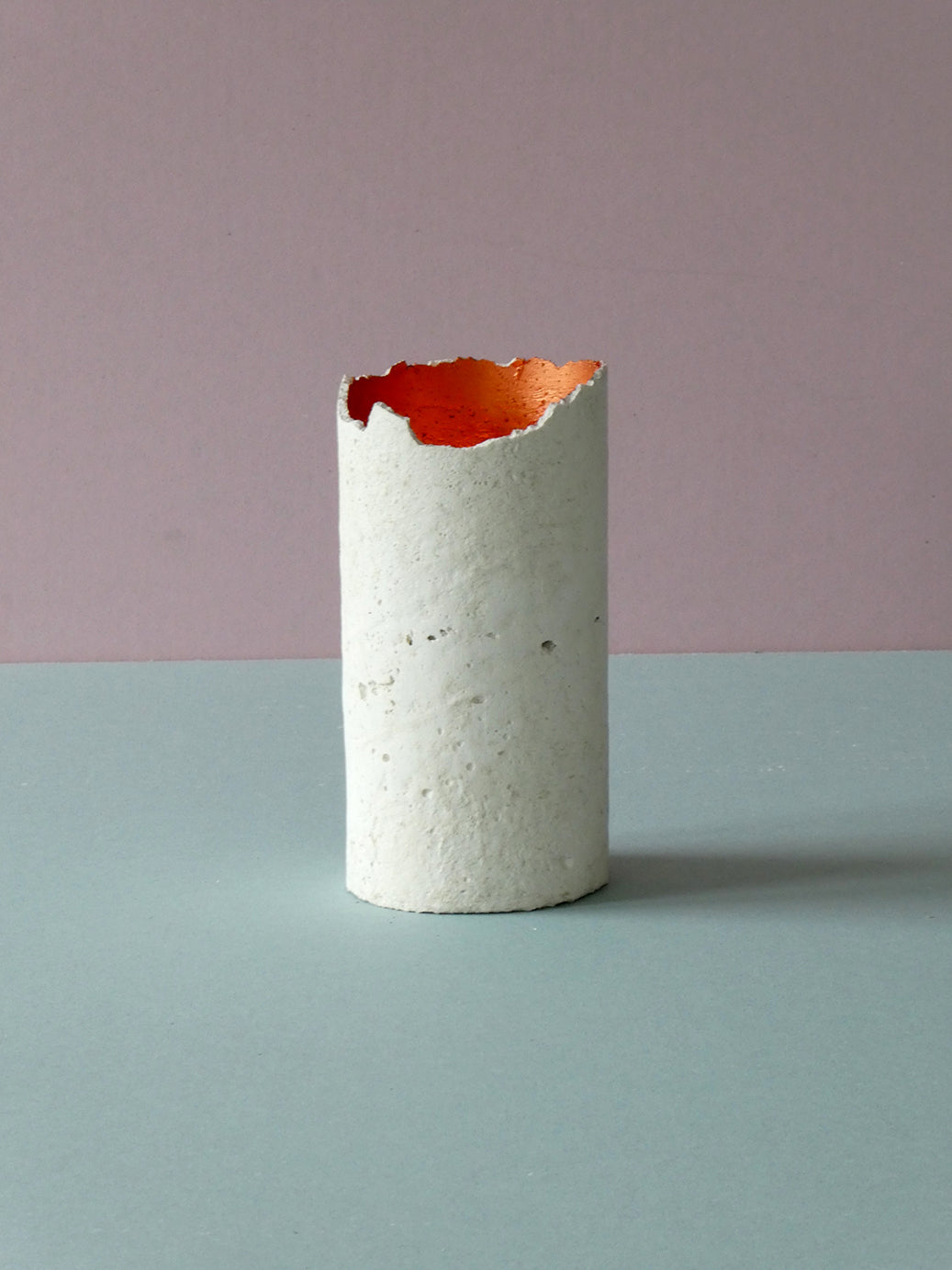 Handmade white concrete candle holder