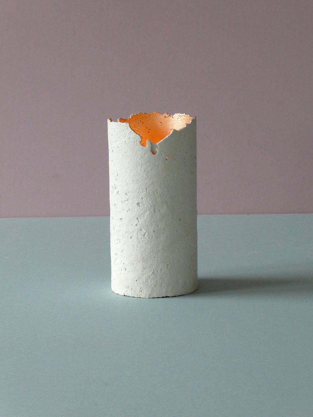 Handmade white concrete candle holder