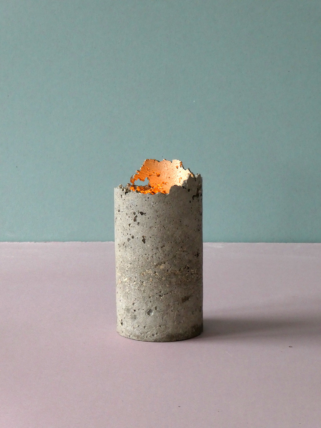 Handmade concrete candleholders, natural cement