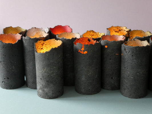 Black handcrafted concrete candleholders