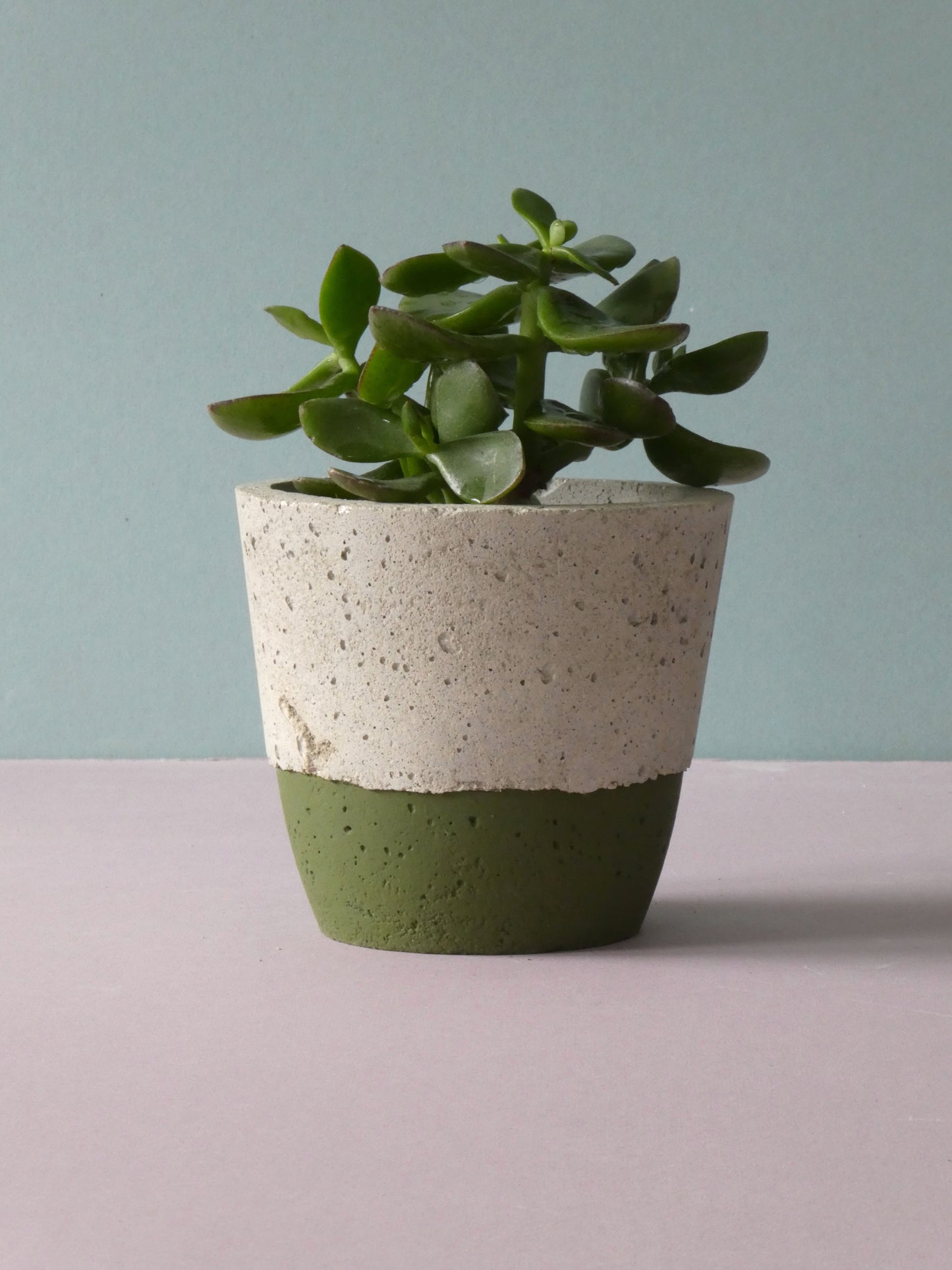Handcrafted concrete pot with colour