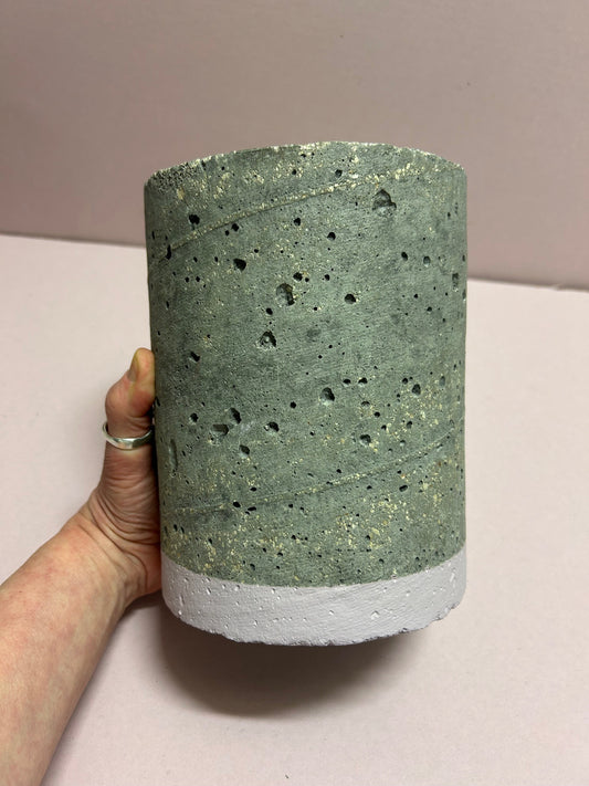 Cylinder pot pink stripe & mauve