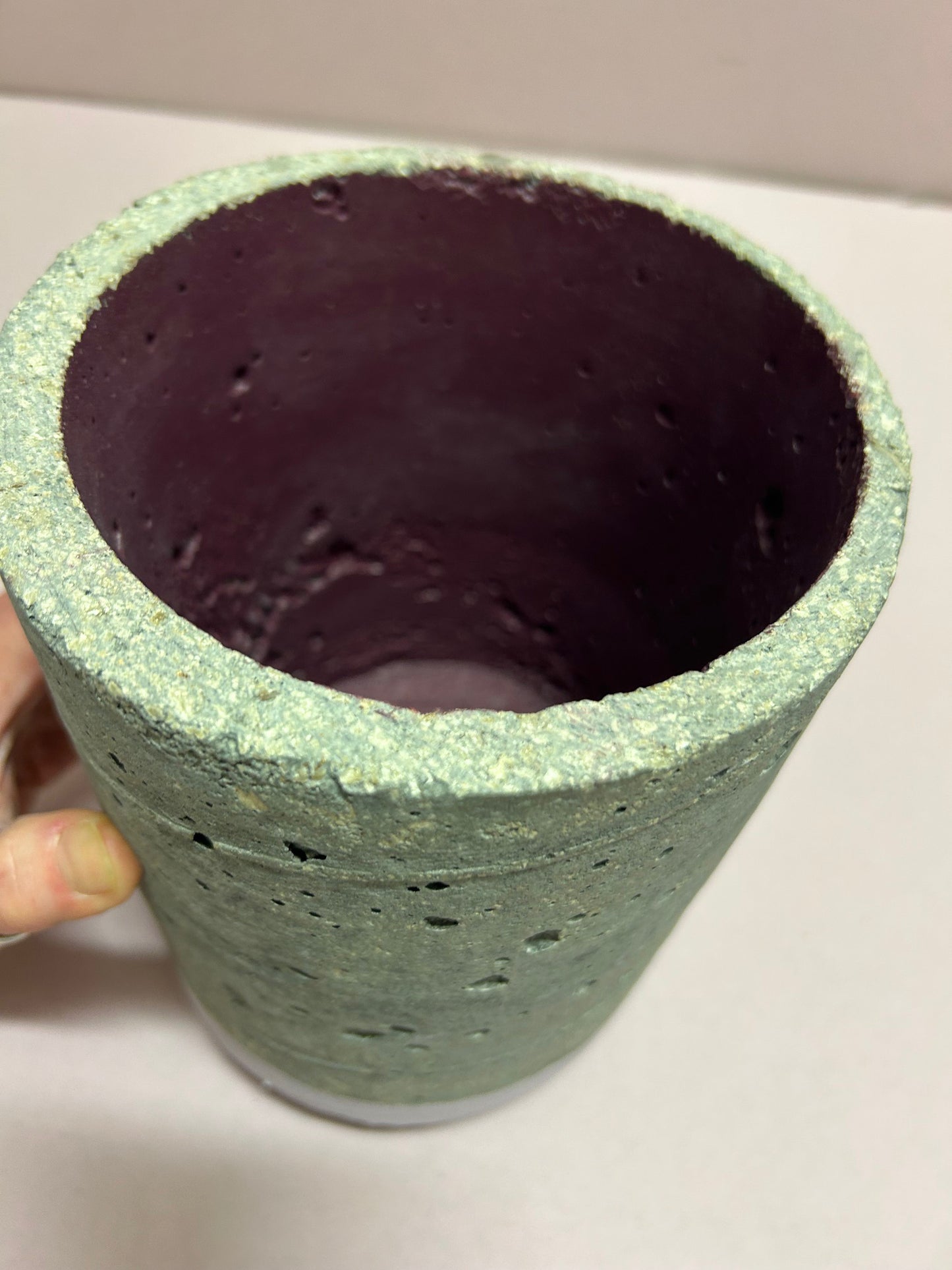 Cylinder pot pink stripe & mauve