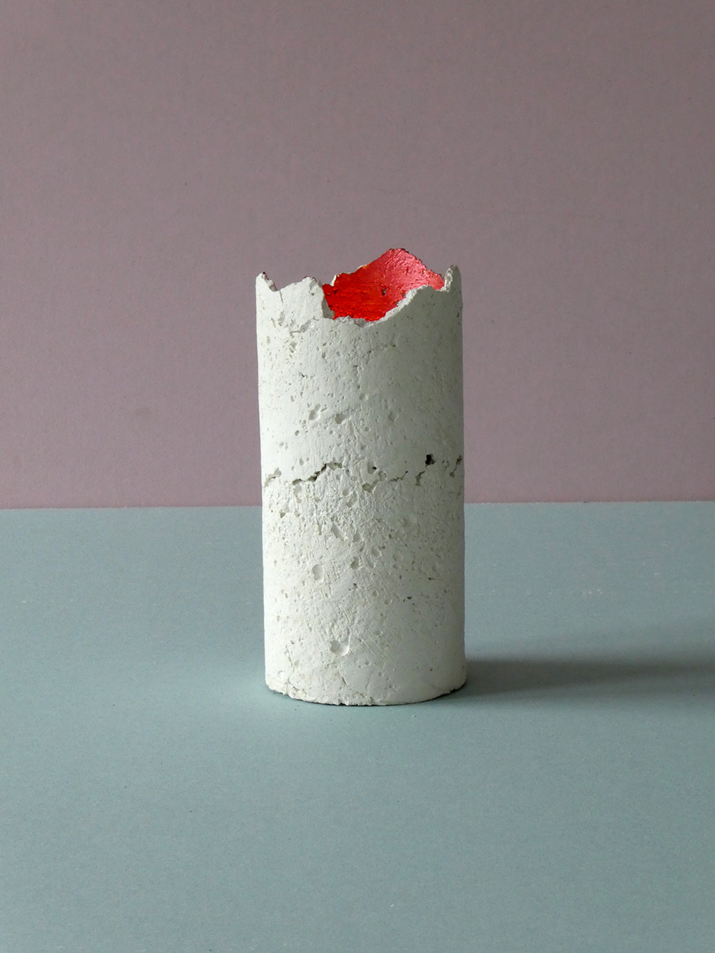 Handmade white concrete candle holder