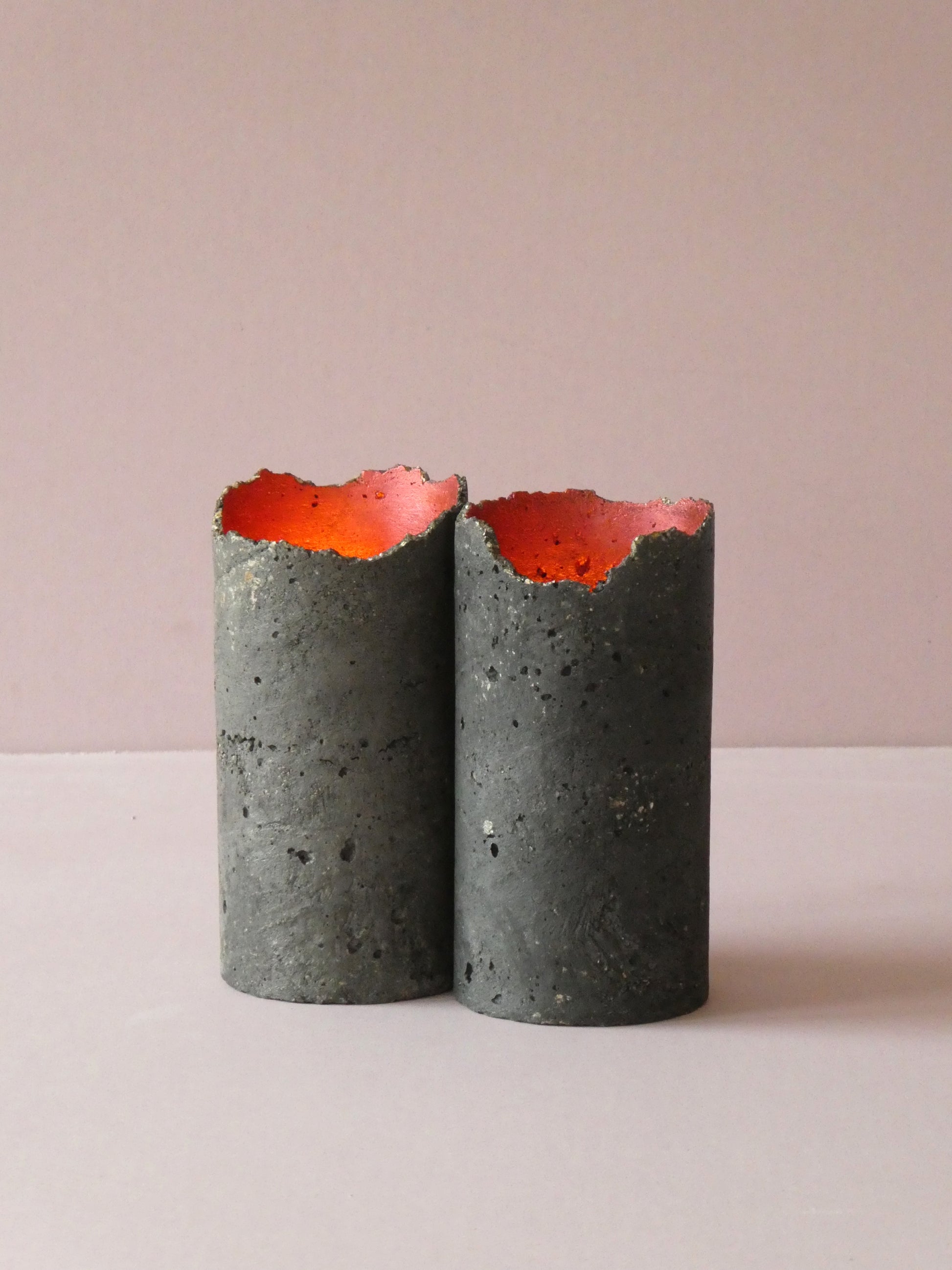 Handcrafted black concrete candleholders