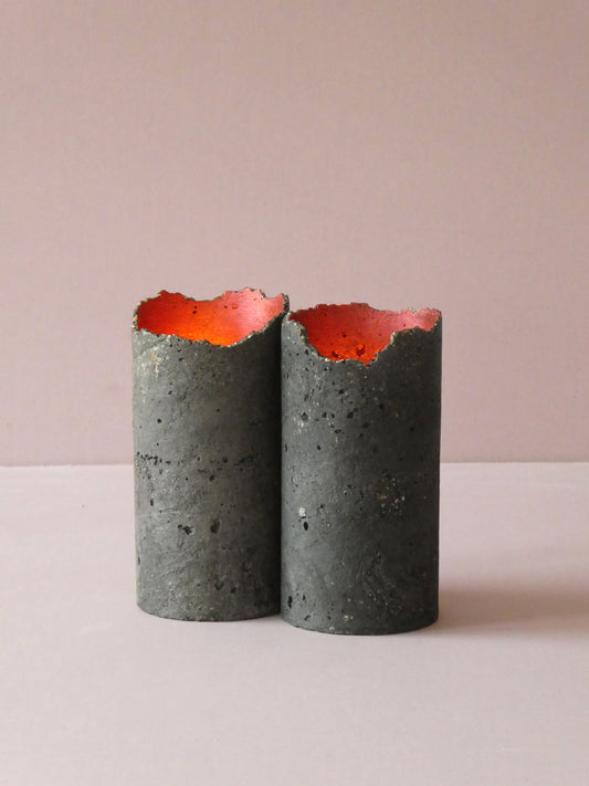 Handcrafted black concrete candleholders