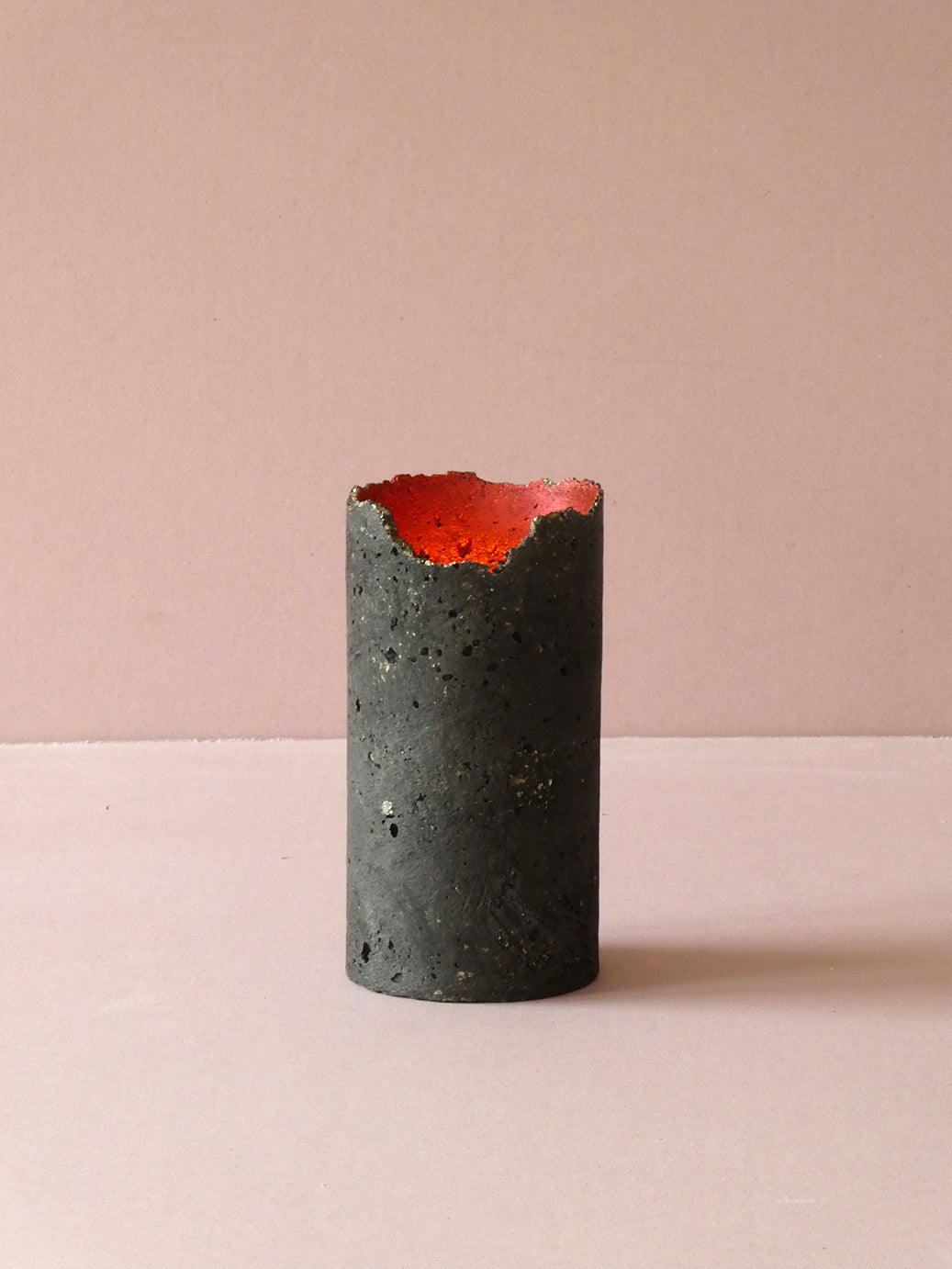 Handmade black concrete candleholder