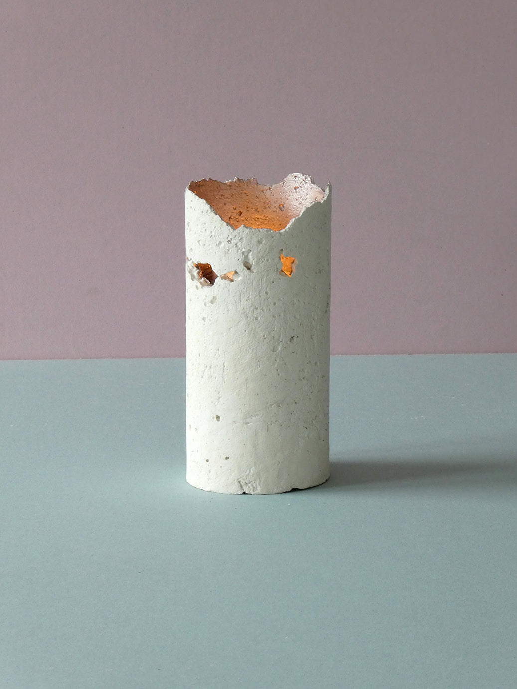 Handmade white concrete candle holder