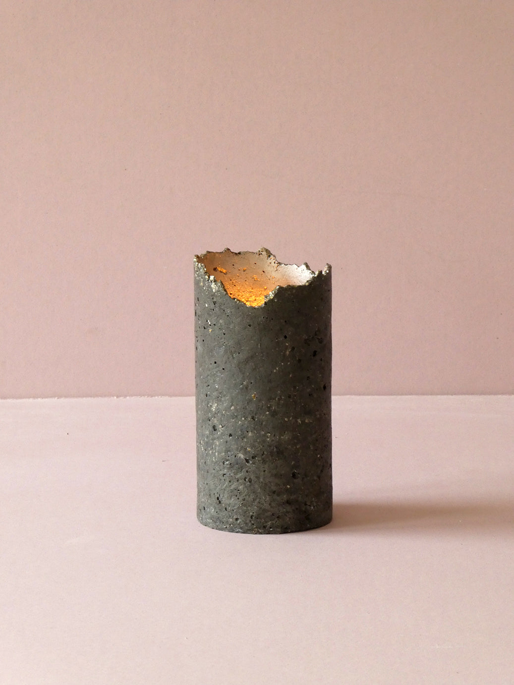 Handmade black concrete candleholder