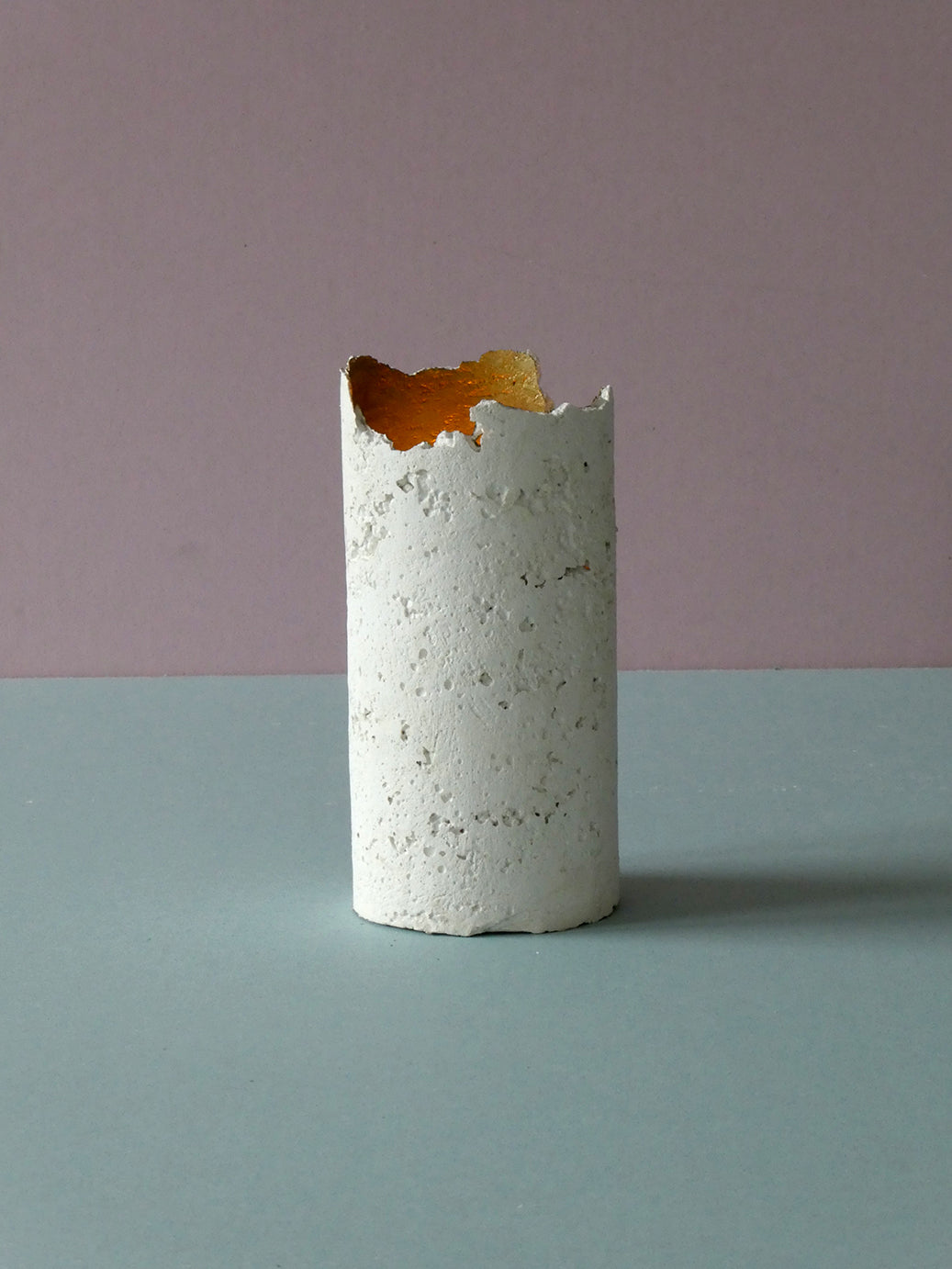 Handmade white concrete candle holder