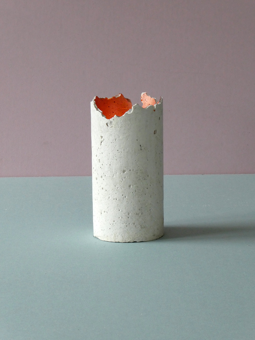 Handmade white concrete candle holder